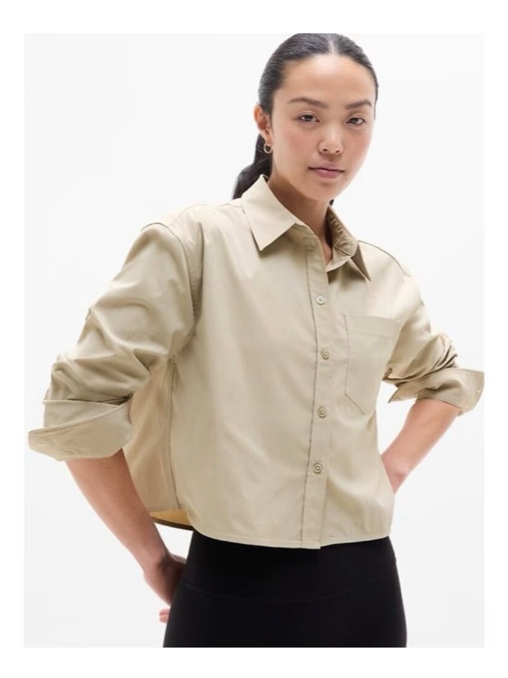 Athleta Cropped Button-Down Shirt